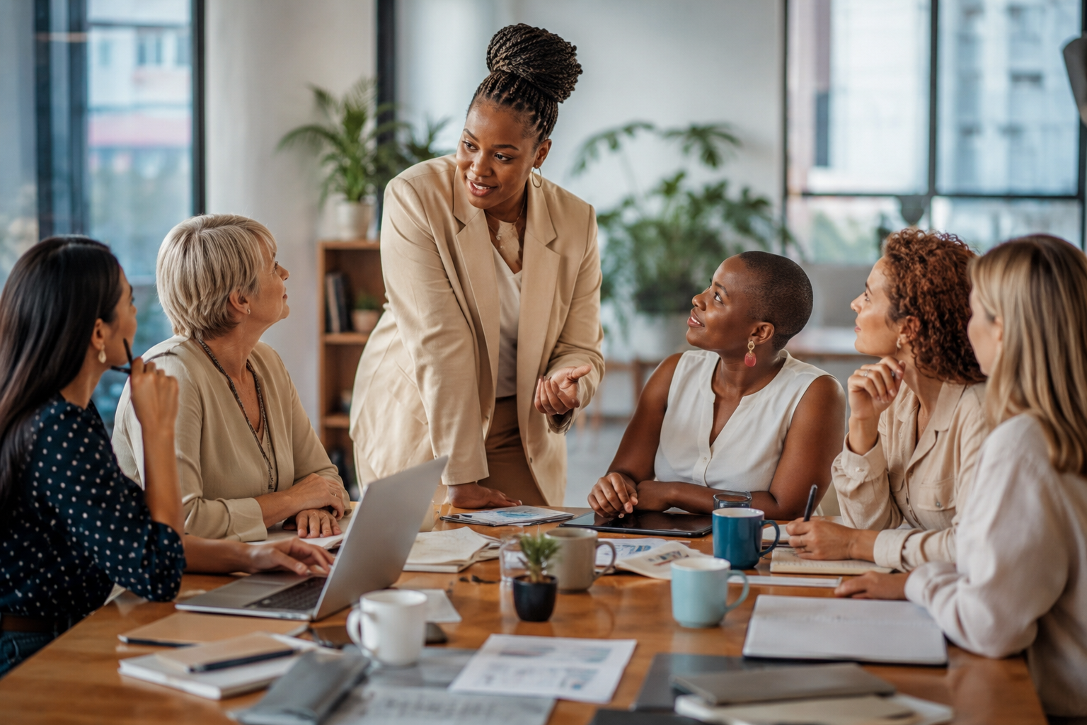 Équipe diversifiée collaborant autour d'une table